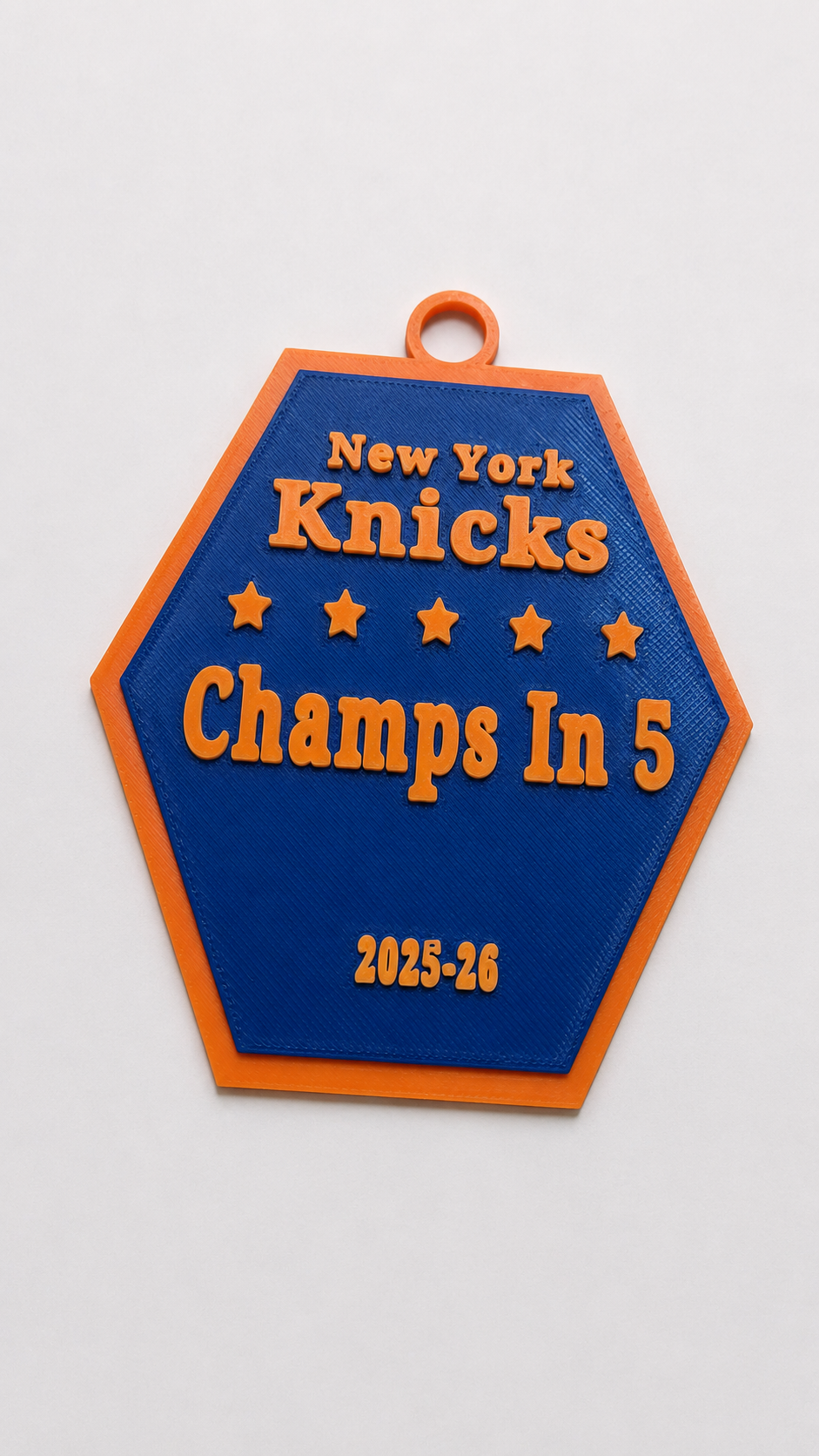 Knicks "Champs In 5" Ornament - Orange & Blue
