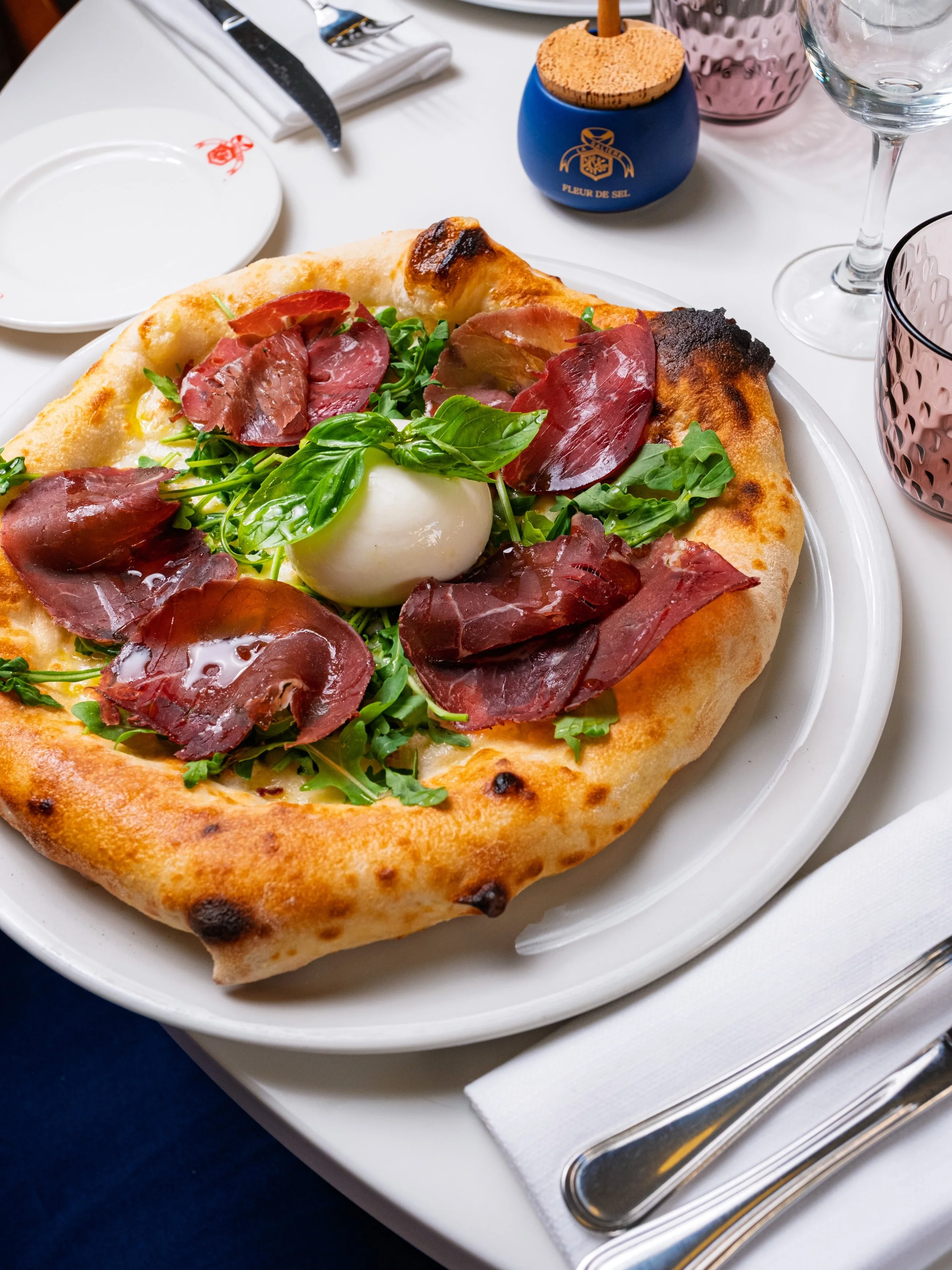 Our new Pizza con Bresaola, Buffalo Mozzarella &amp; Rucola. Would you share it with a friend or is it a personal affair? 

#lasaliere #lasalieremonaco
#monaco #montecarlo