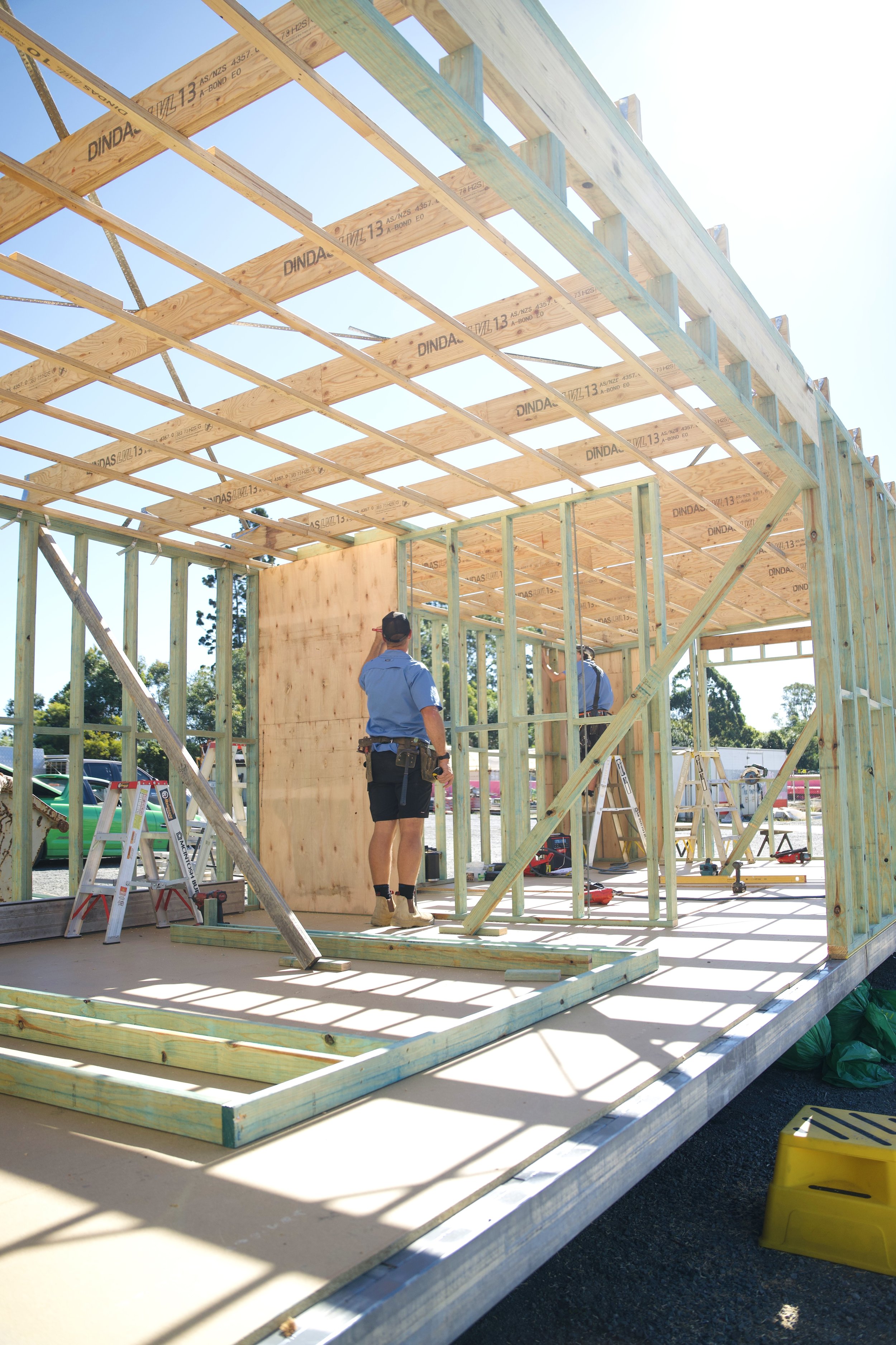 Noosa Pods team building transportable buildings in Sunshine Coast