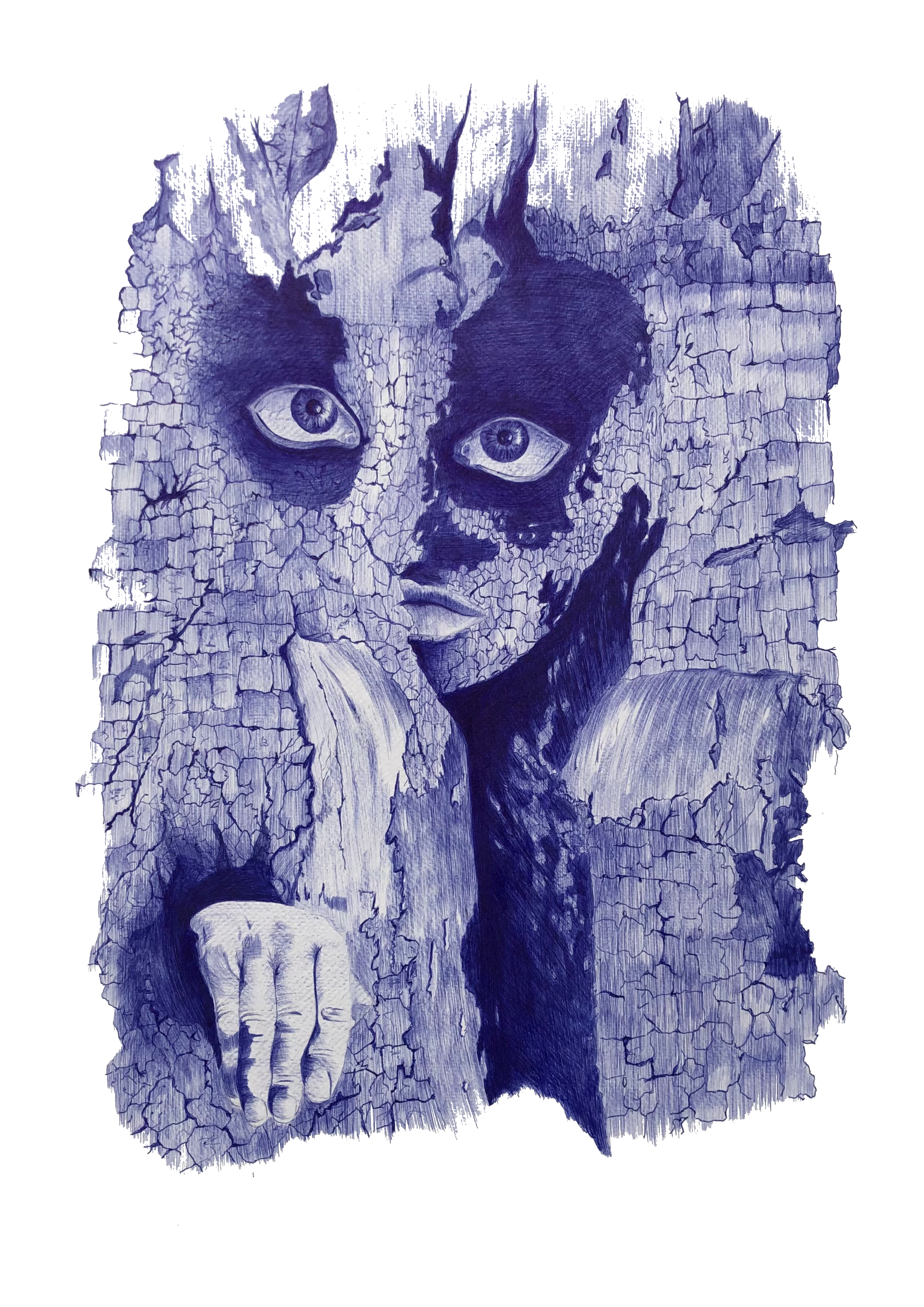 « La main du regard »stylo Bic sur papier aquarelle -2025-Patrick Quérol