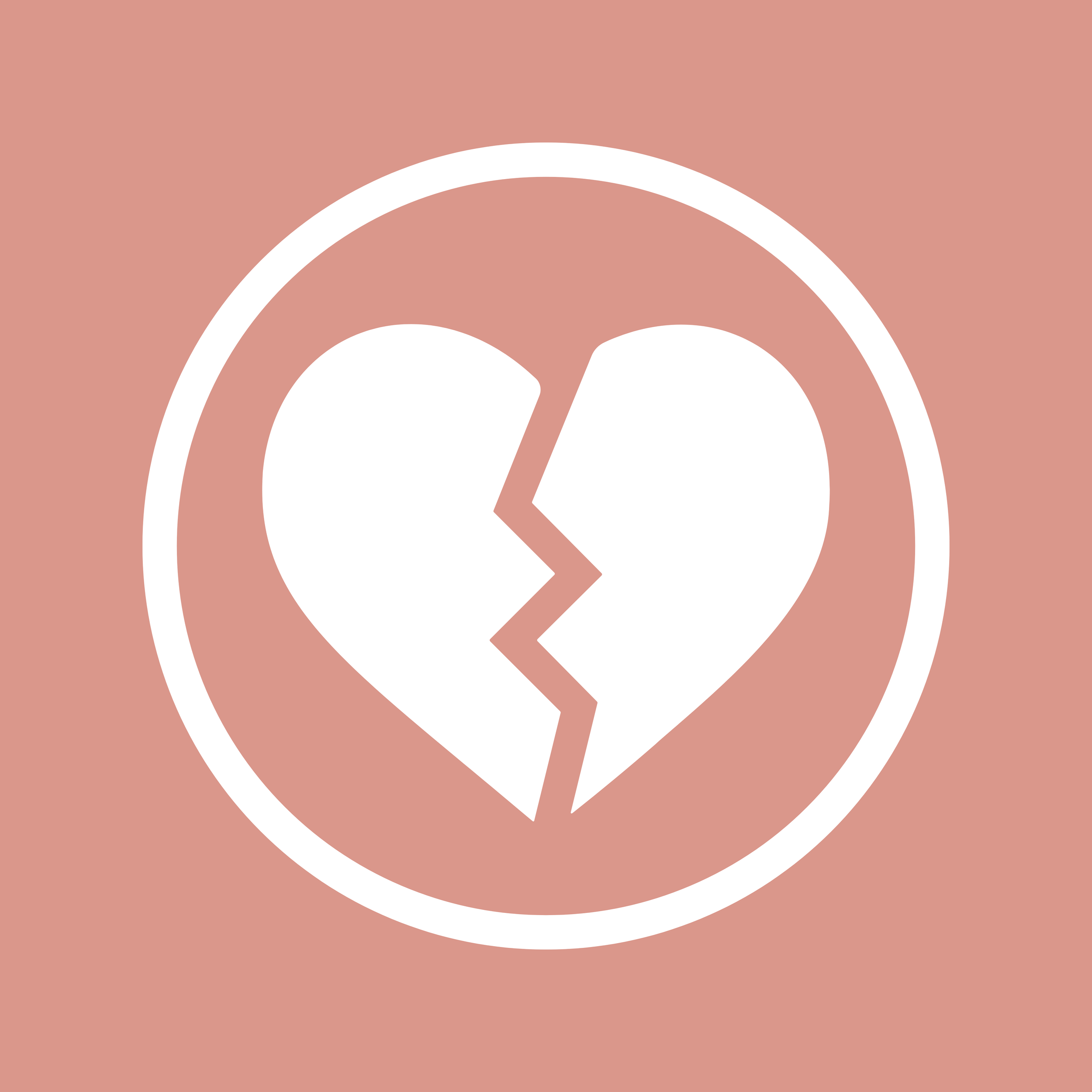 A white icon of a speech bubble with a smiley face inside on a pinkish-brown background.