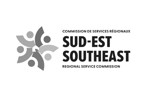 Logo of the Southeast Regional Service Commission with a stylized graphic of five abstract figures and text in English and French.