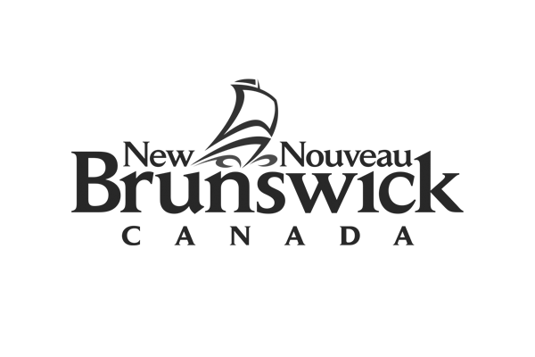 Logo for New Brunswick, Canada, featuring a stylized sailboat and the city name in bold letters.