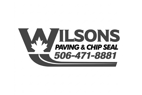 Wilson's Paving & Chip Seal logo with a maple leaf, phone number 506-471-8881