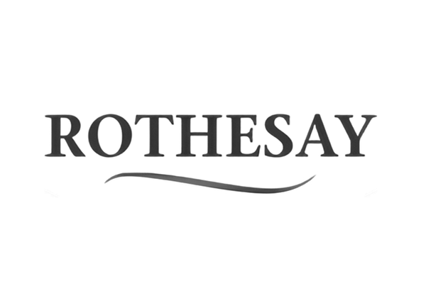 Rothesay logo in black text with a curved line underneath on a white background.