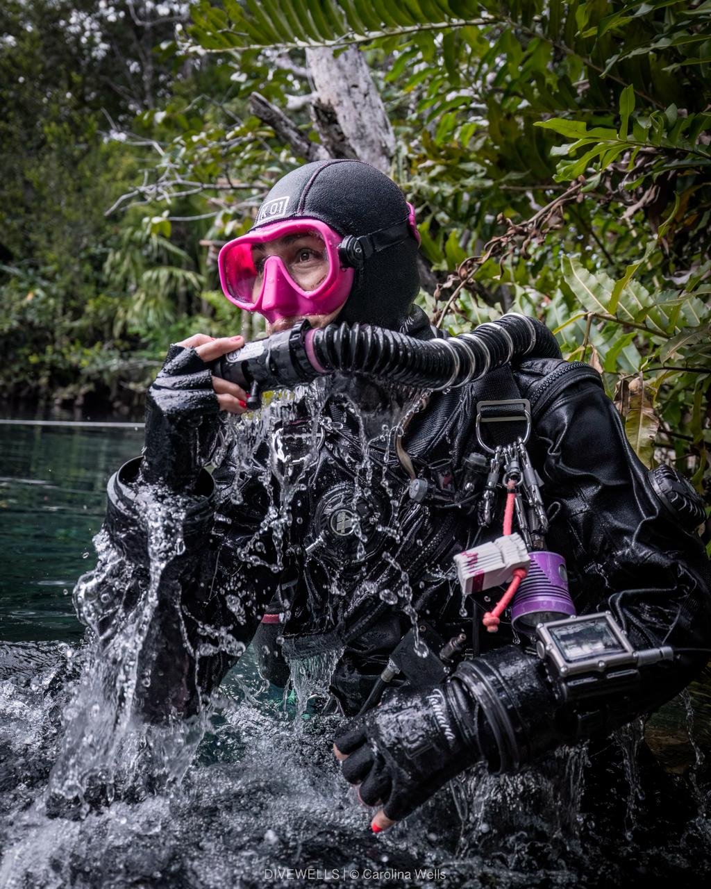 Cave diver Tamara Adame at cenote Carwash