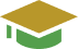A stylized green graduation cap with a gold tassel
