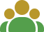 Icon of three green people with a gray background