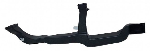 A black automotive air duct with mounting brackets.
