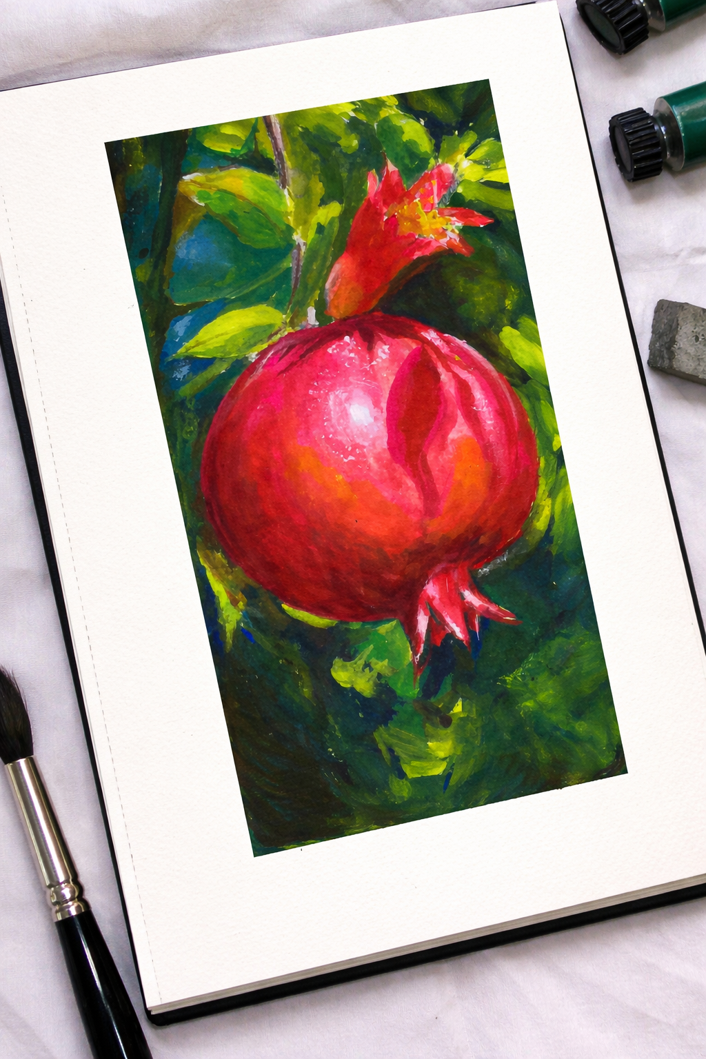 'Pomegranate' gouache on a 5.8" x 8.3" sketchbook
