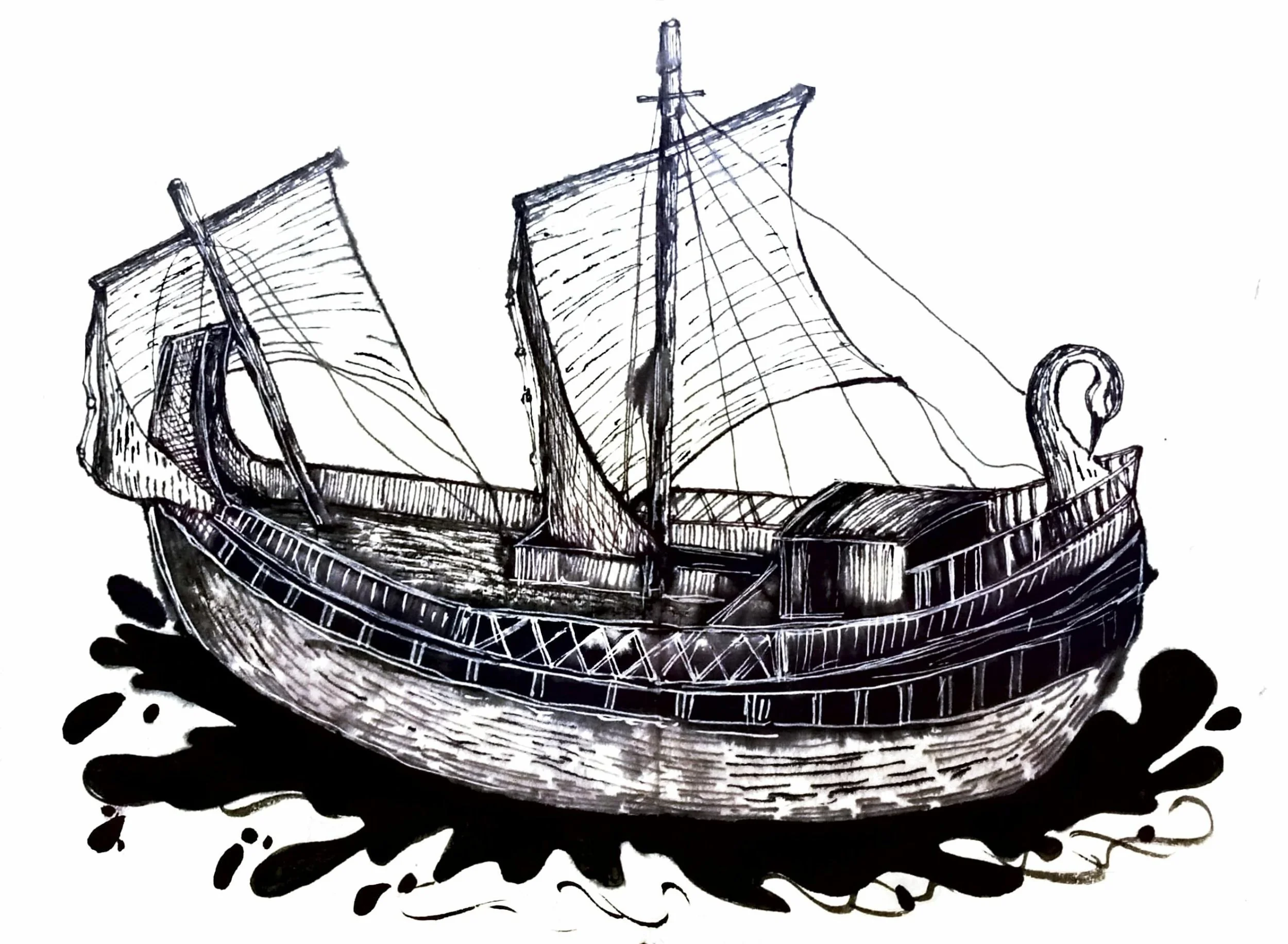 'The ship' ink   on a 5.8" x 8.3" sketchbook