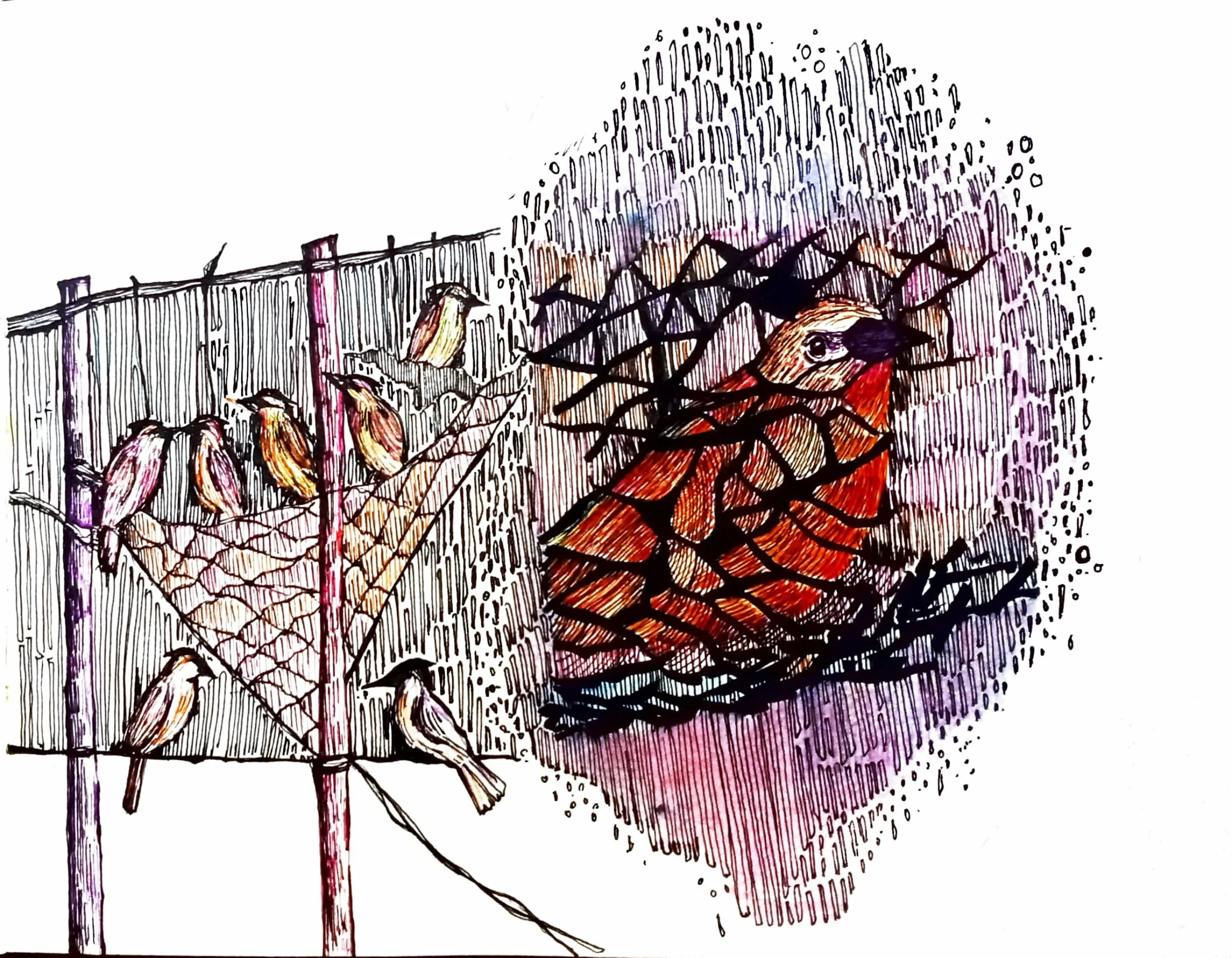 Birds sketch on 8.27" × 11.69" sketchbook