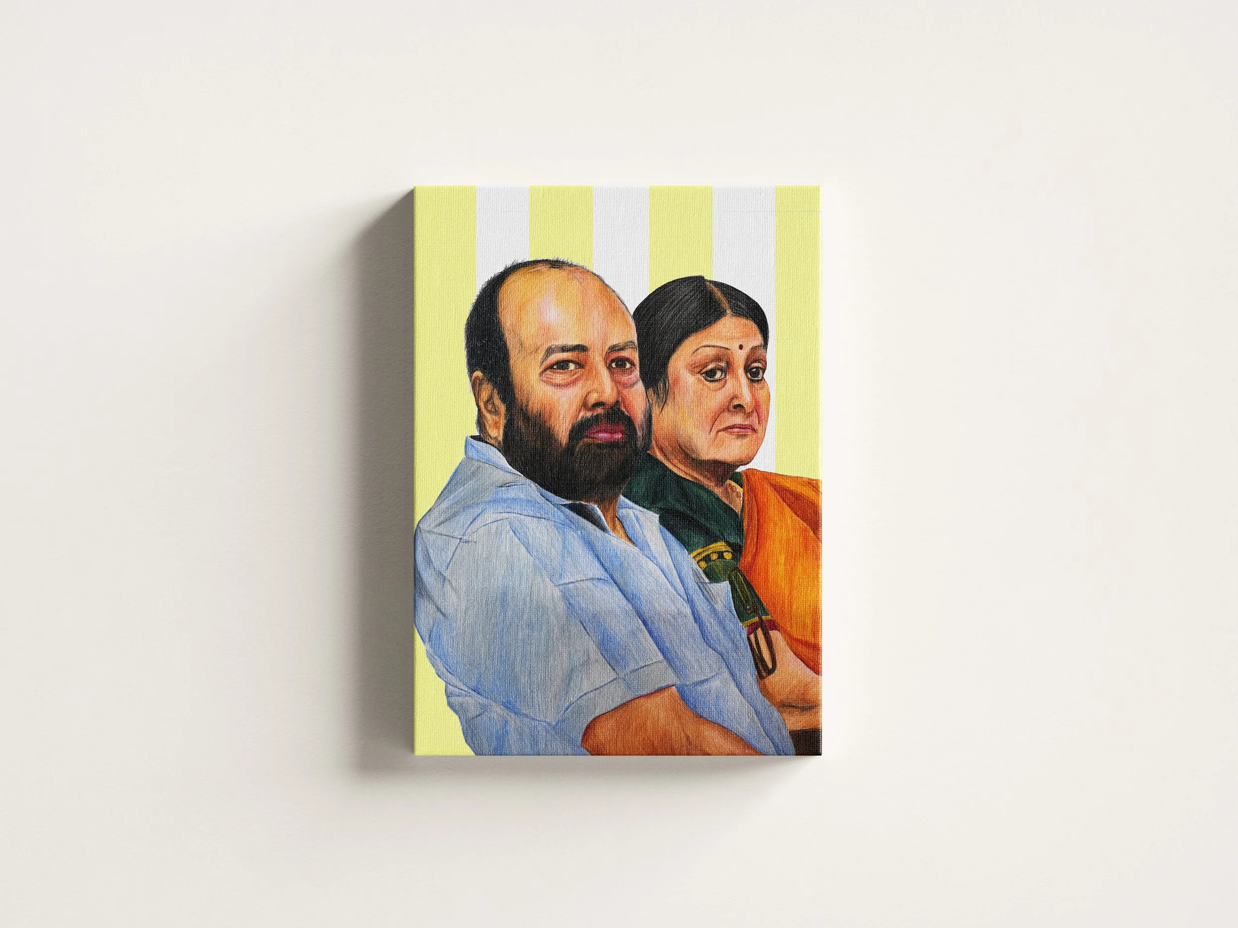 Mrs Ramadevi with Her Son: color pencil on 11.69 x 16.54 inches Hot Pressed Paper 