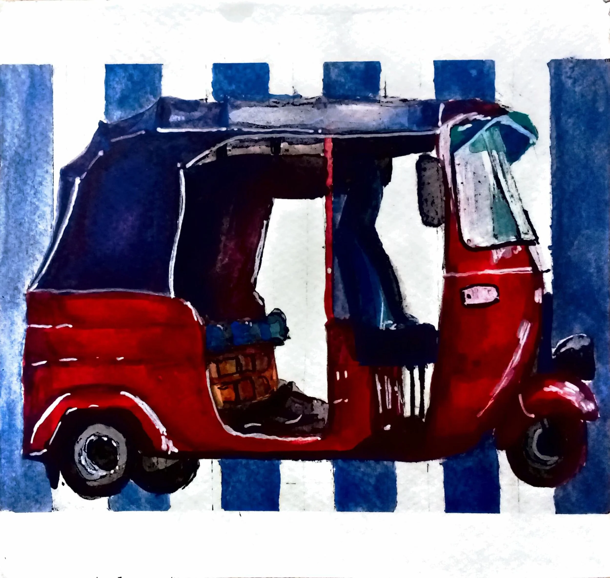 'auto rickshaw', watercolor on a 5.8" x 8.3" sketchbook