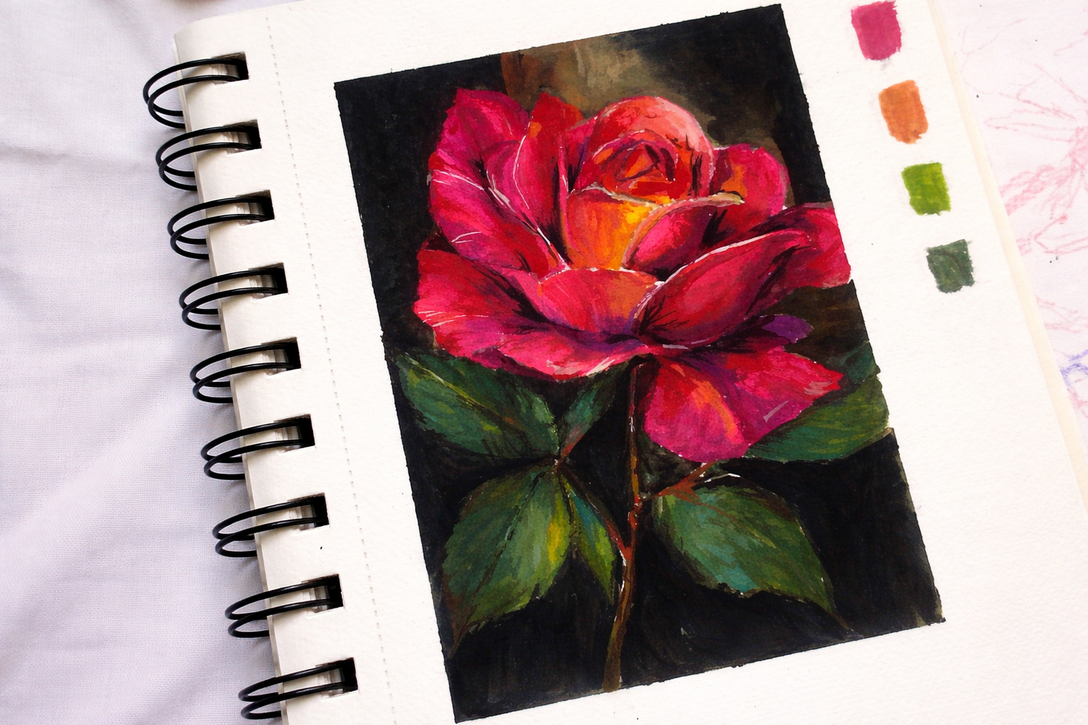 'Rose' gouache on a 5.8" x 8.3" sketchbook