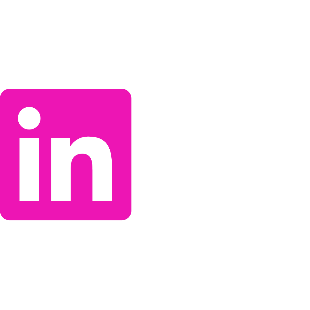 LinkedIn logo with pink square background and black letters, accompanied by black text saying 'Grow your professional network' and 'With LinkedIn, your network is here'.