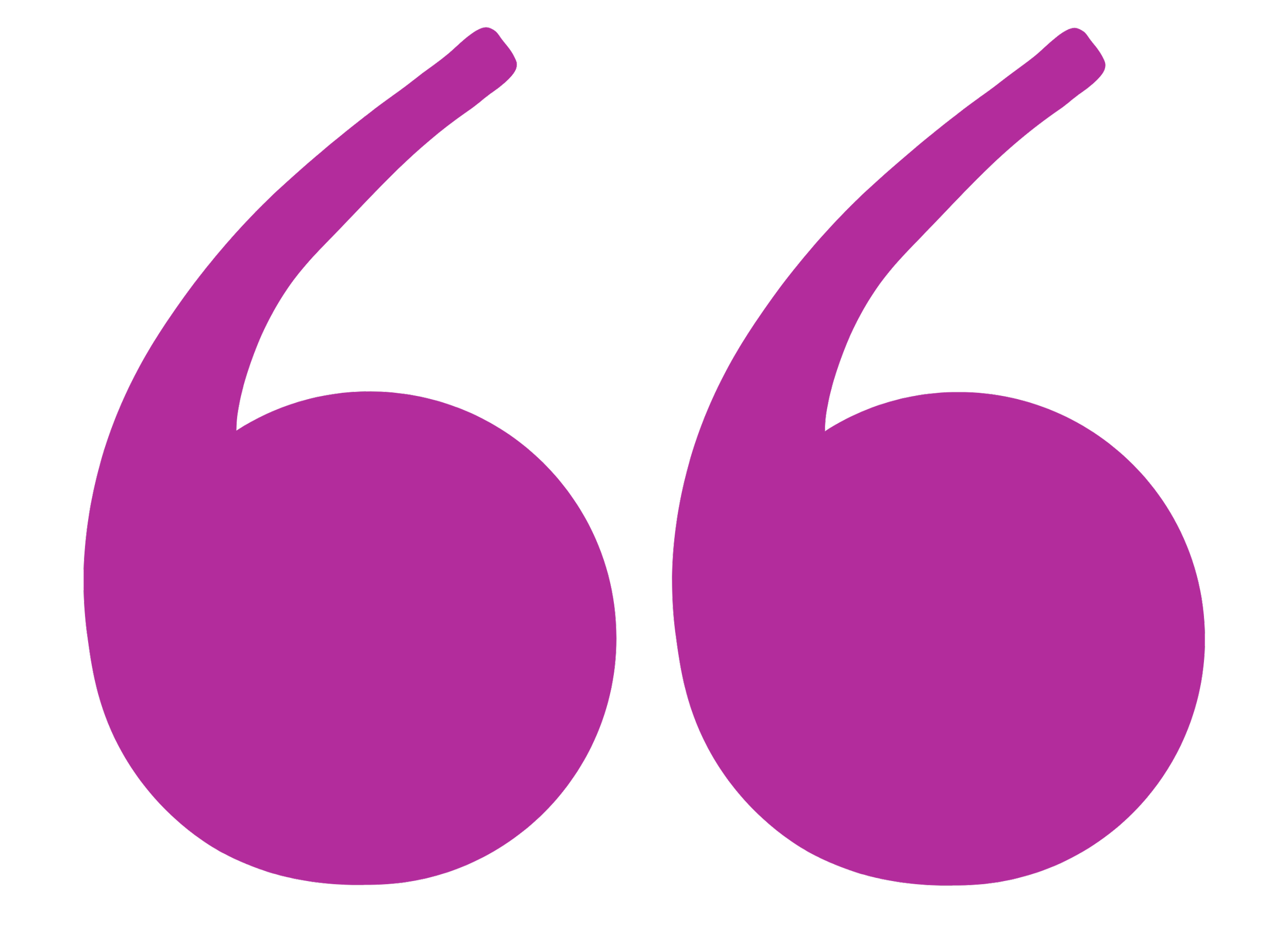 Purple stylized quotation marks on a black background.