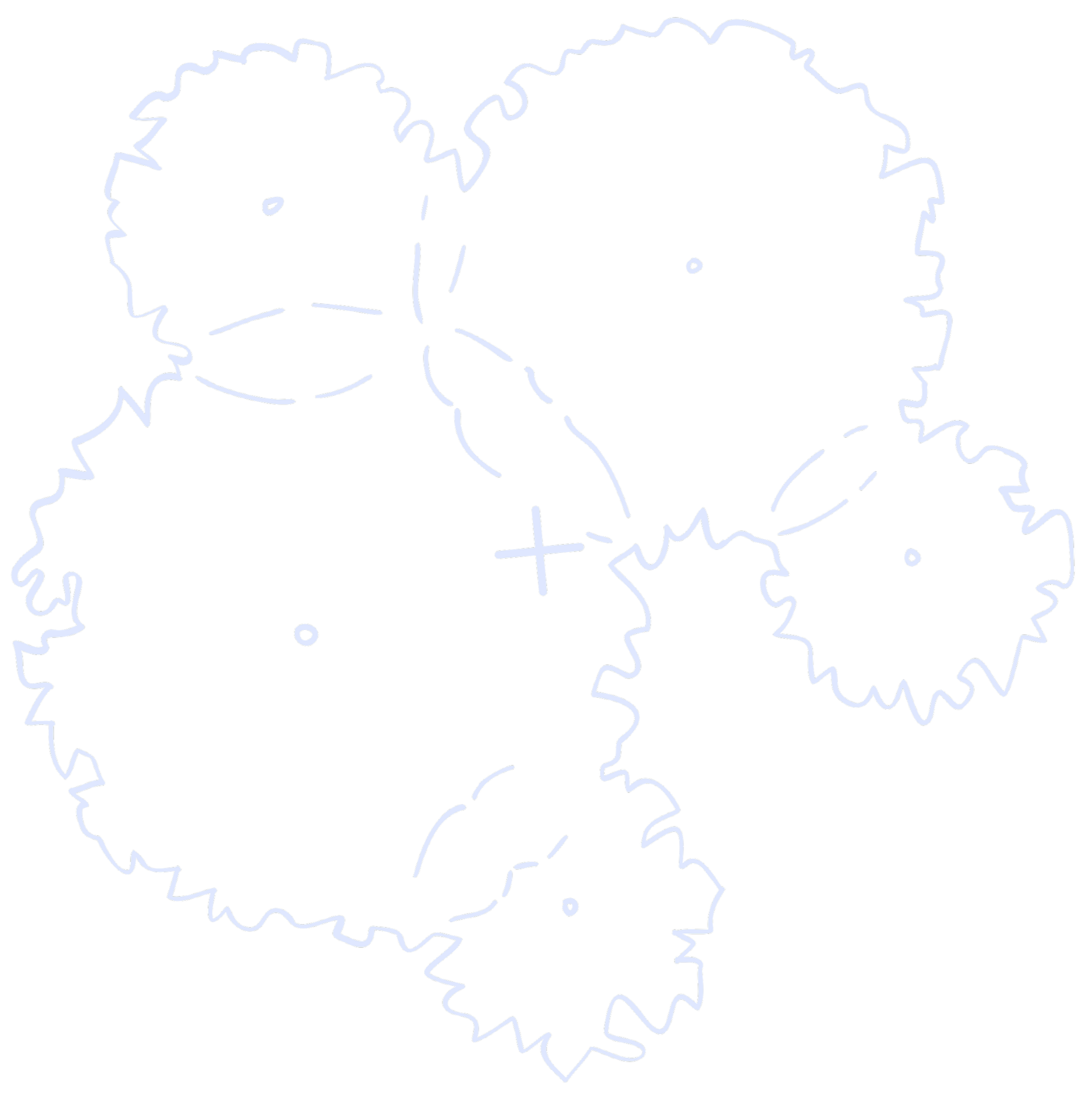 A black background with an outline of a face and hair drawn with light blue lines, including glasses and facial features, resembling a stylized sketch of a woman.