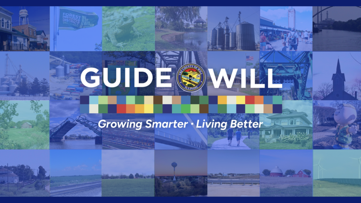 Cover image for Guide Will, showing a mosaic of photos of Illinois landscapes, landmarks, and wildlife, with the Illinois state seal and the text 'Guide will, Growing Smarter · Living Better'.
