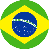 Brazilian flag with green, yellow, blue, and white colors and a globe with stars and a banner reading 'Ordem e Progresso'