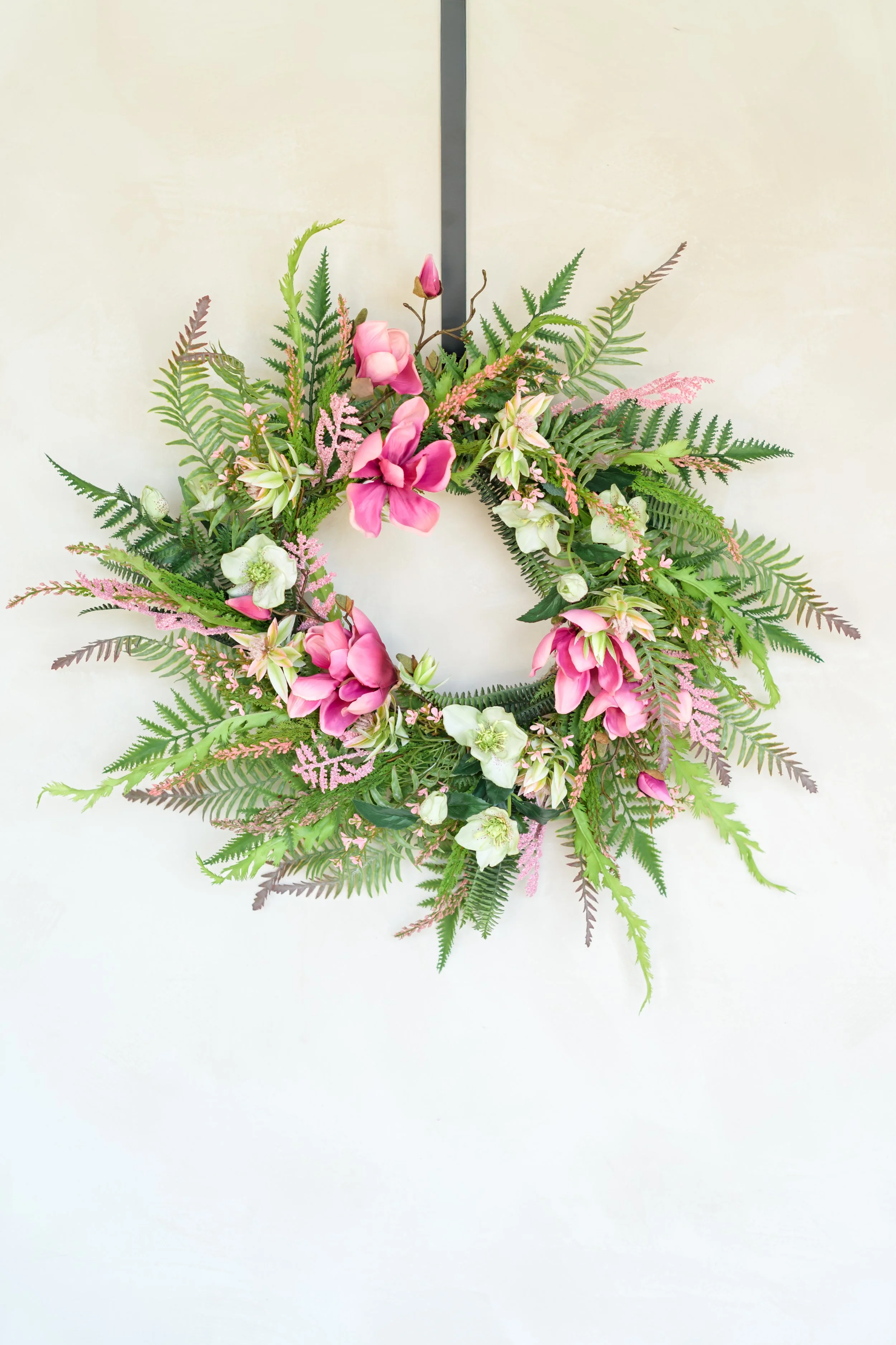Moody Mauve Magnolia and Chartreuse Hellebore Garden Wreath