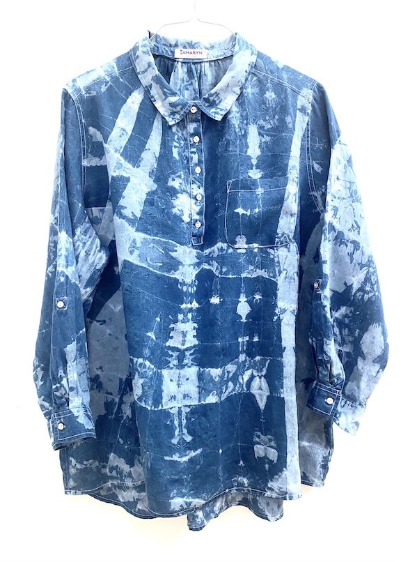 Indigo-Dyed Linen Shirt 108