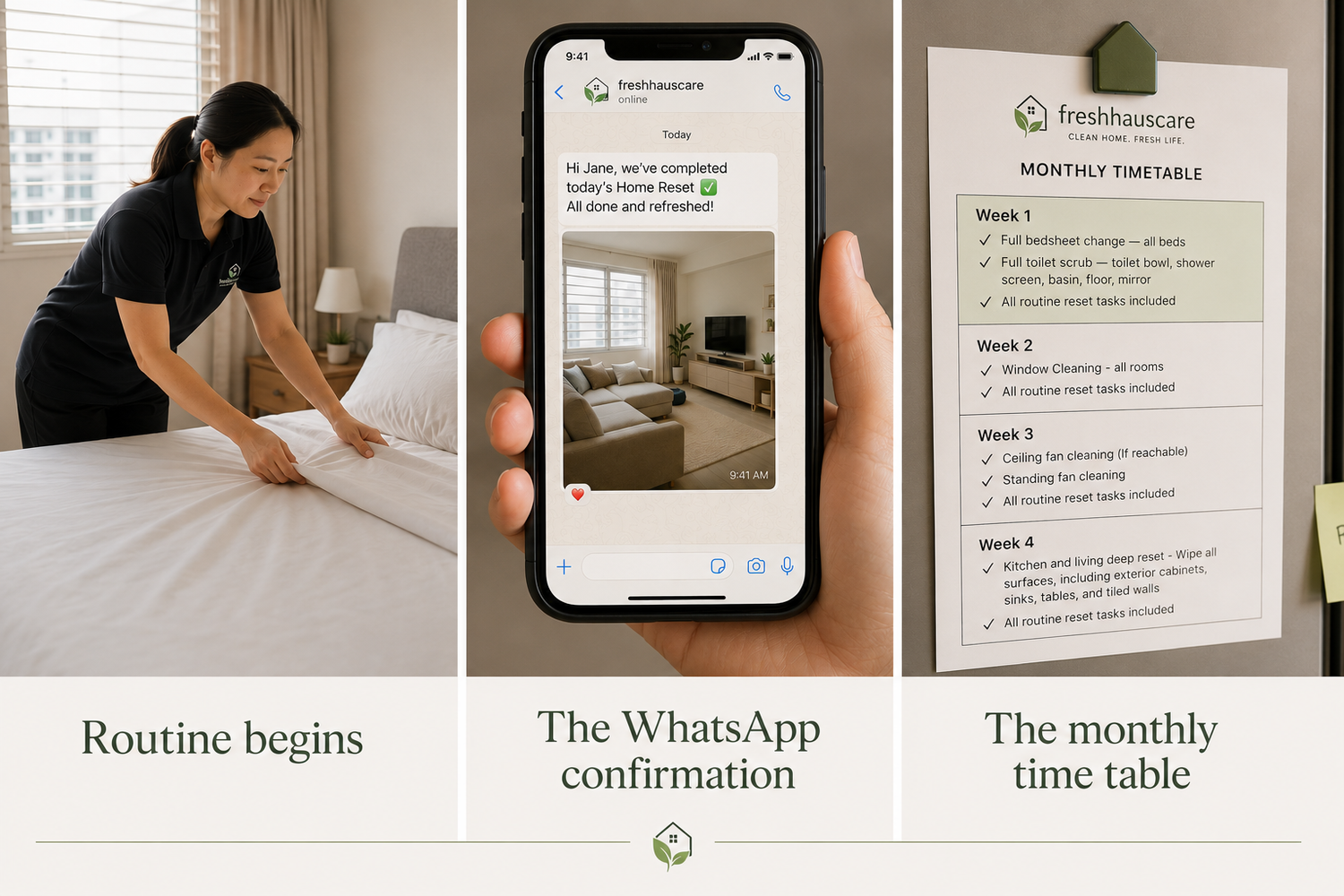 FreshHausCare routine and WhatsApp update