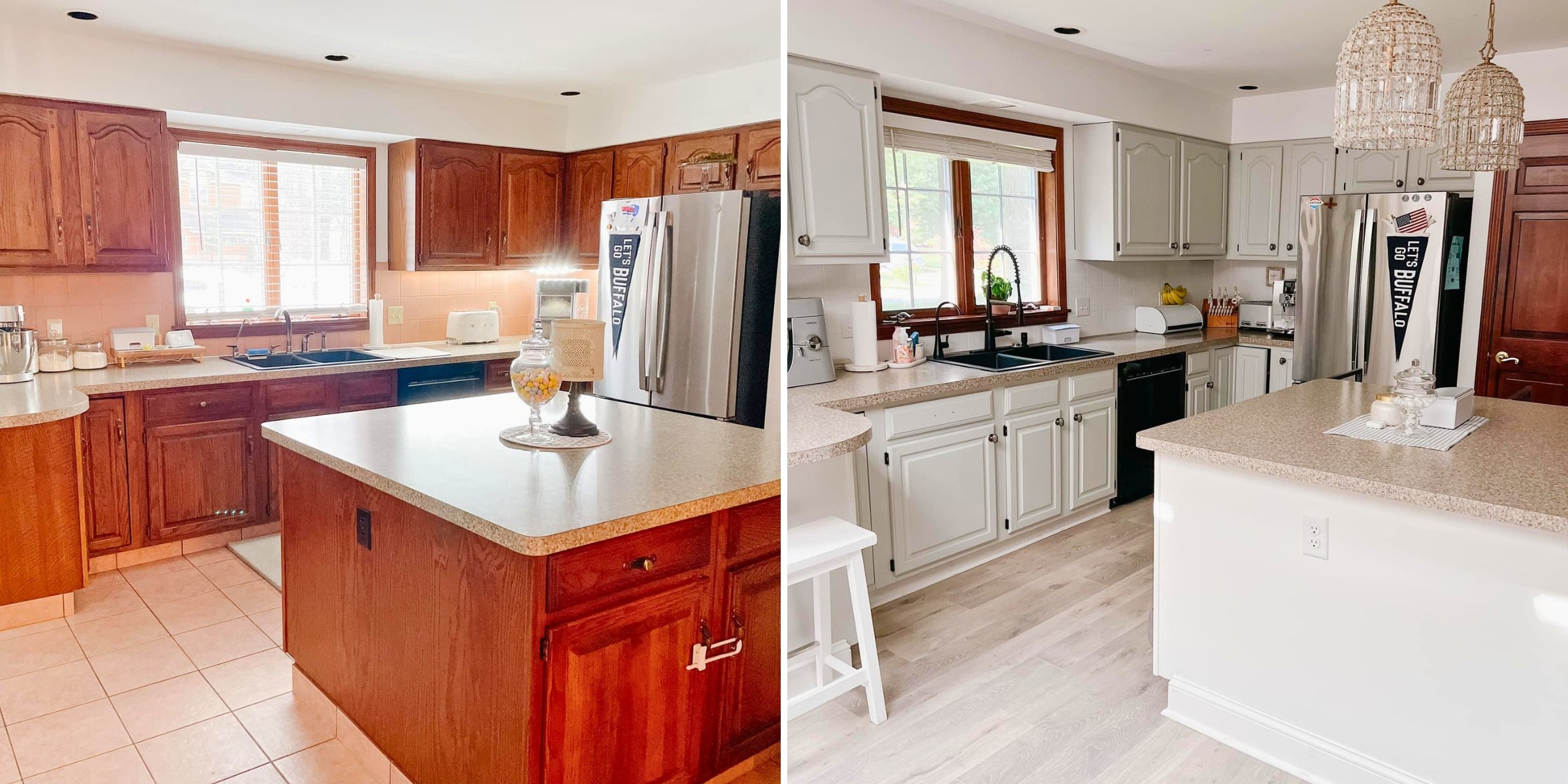 Kitchen Cabinet Refinishing Before & After