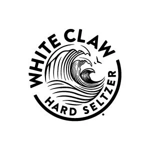 Logo for White Claw Hard Seltzer featuring a stylized wave and the brand name in a circular arrangement.