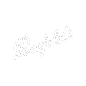 Black rectangular background with the word 'Penfolds' written in white cursive script.