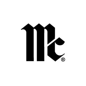 The letter 'm' and 'c' in a black, stylized Gothic font with a small registered trademark symbol.