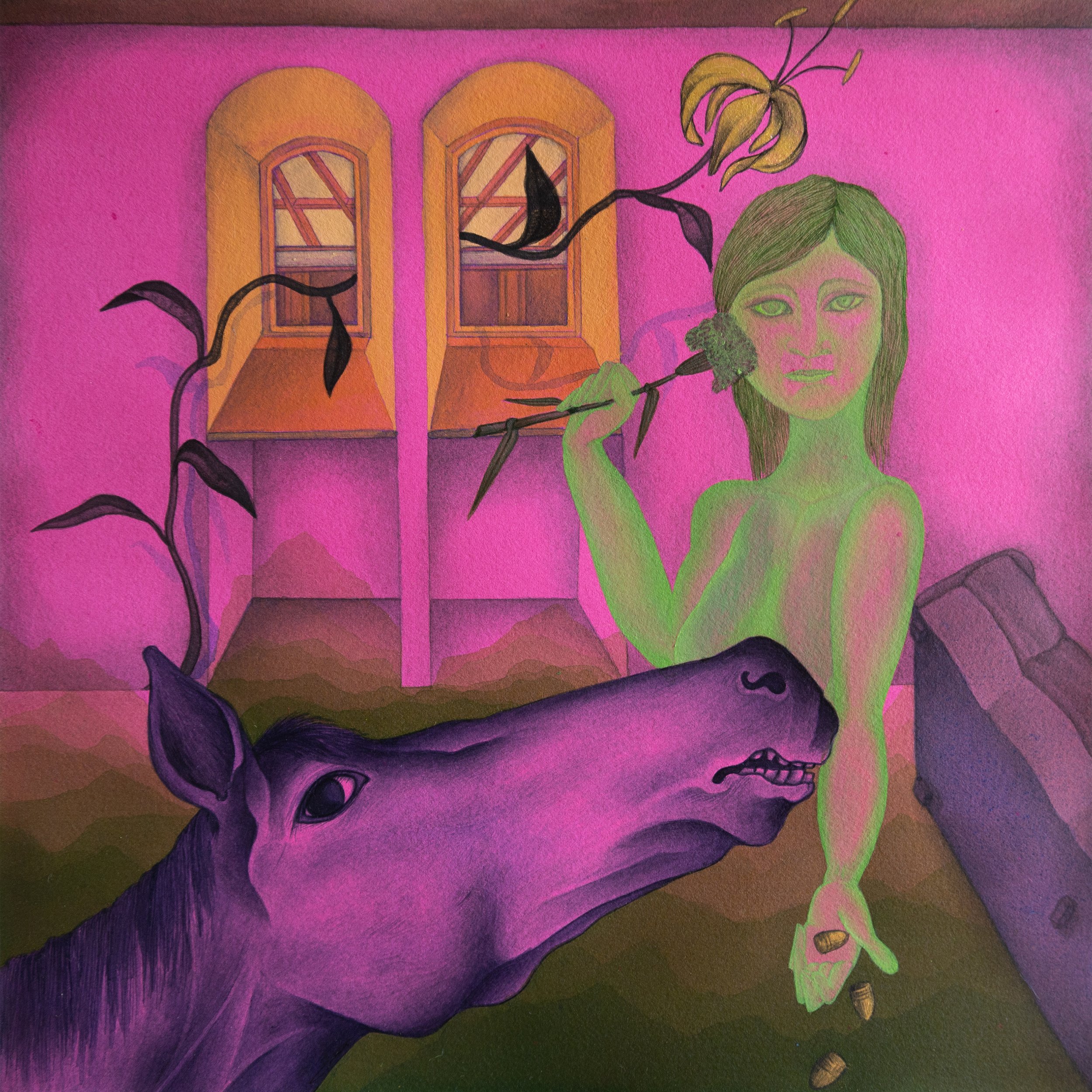 Zeinab Pasha, 2025,
Acrylic and watercolor on paper,
30×30 cm