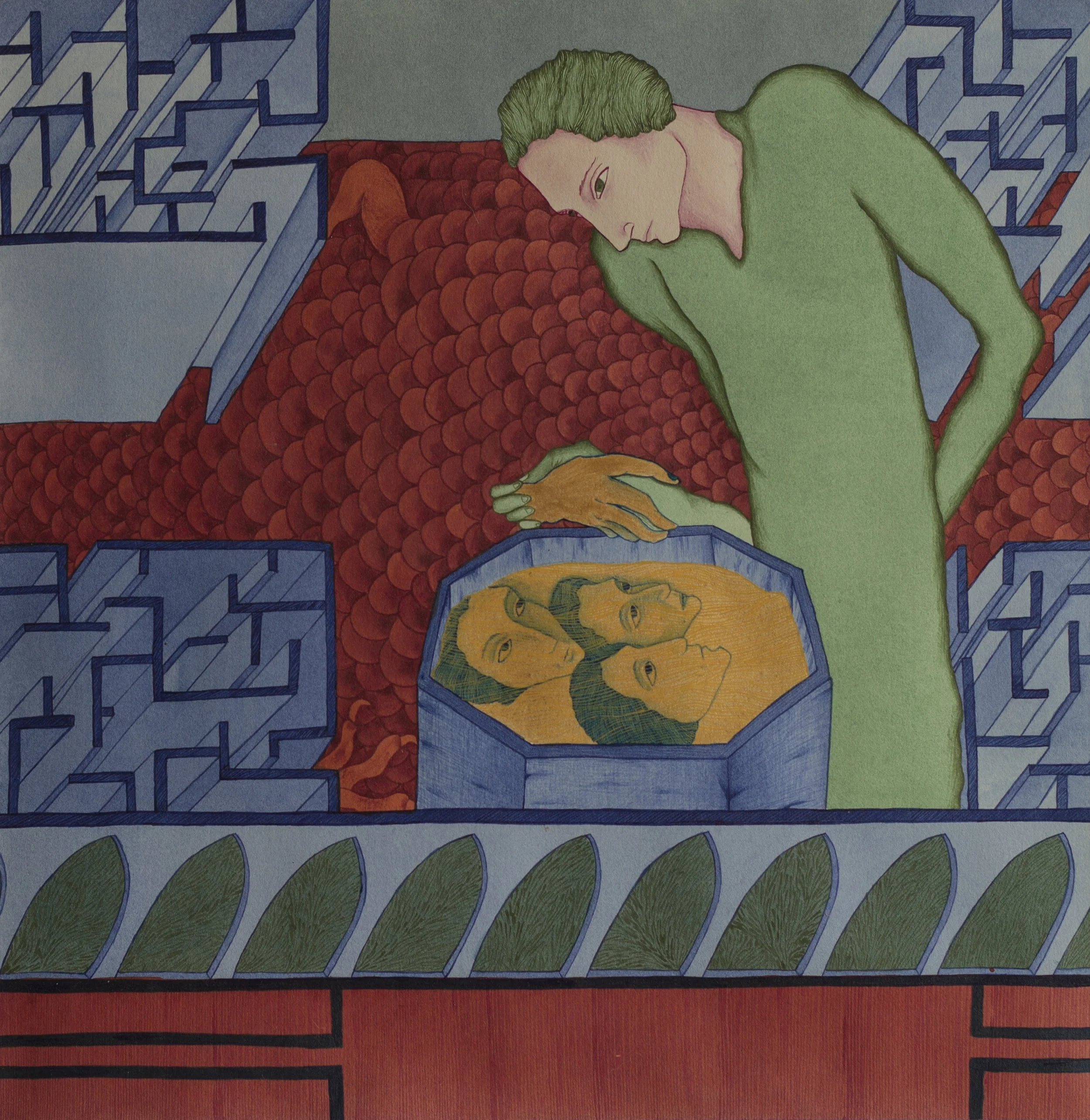 Act 2 - 2 acqua id est Leviatano, 2019,
Acrylic and watercolor on paper,
30×30 cm