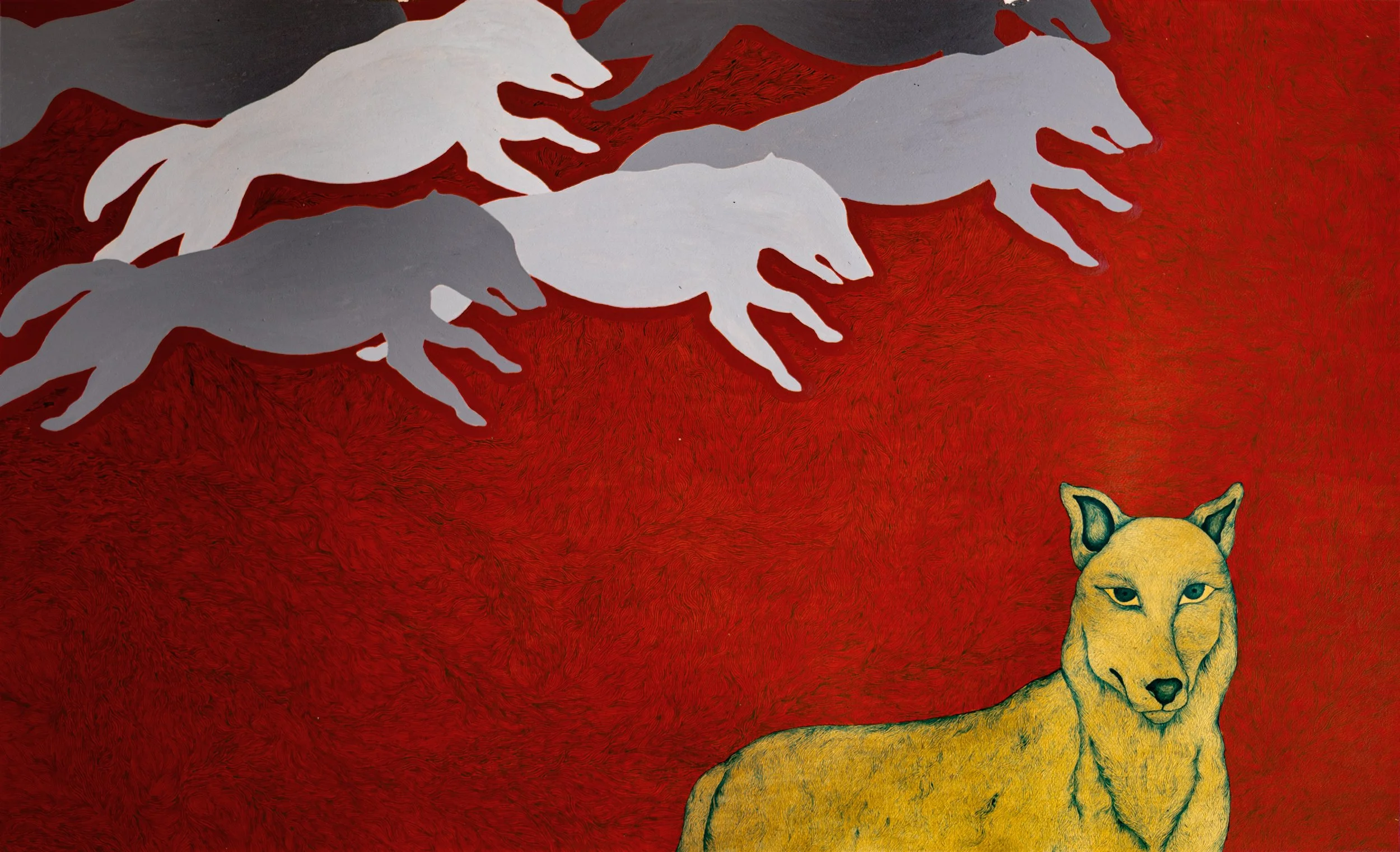 Who are you Zeus, Spatial concept waiting-wound, 2021,
Acrylic and watercolor on paper, 
60×30 cm