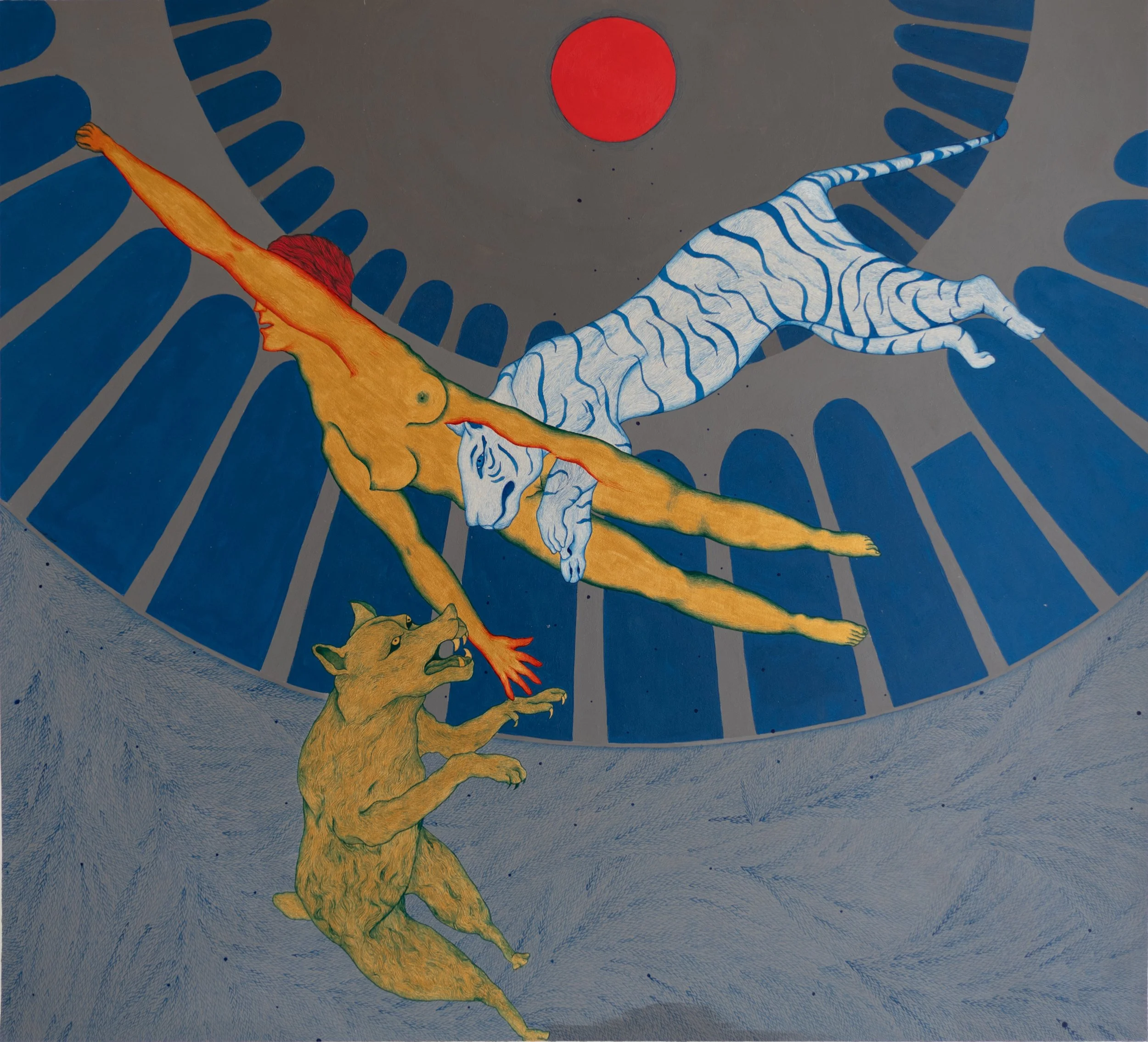 Fiesta , Spatial concept waiting-wound, 2021,
Acrylic and watercolor on paper, 
50×50 cm