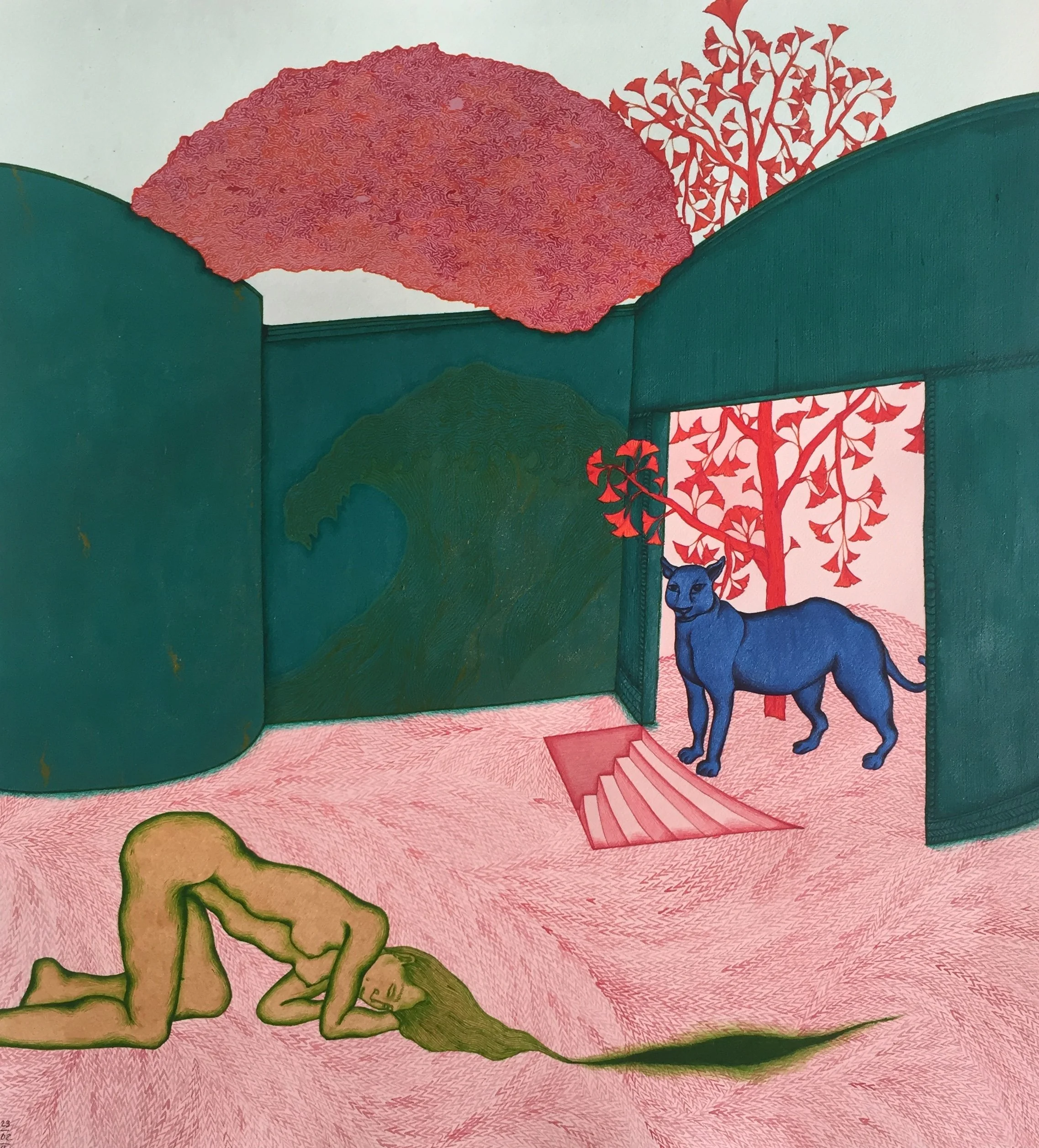 The garden of forking paths, 2021,
Acrylic on paper,
32×35 cm