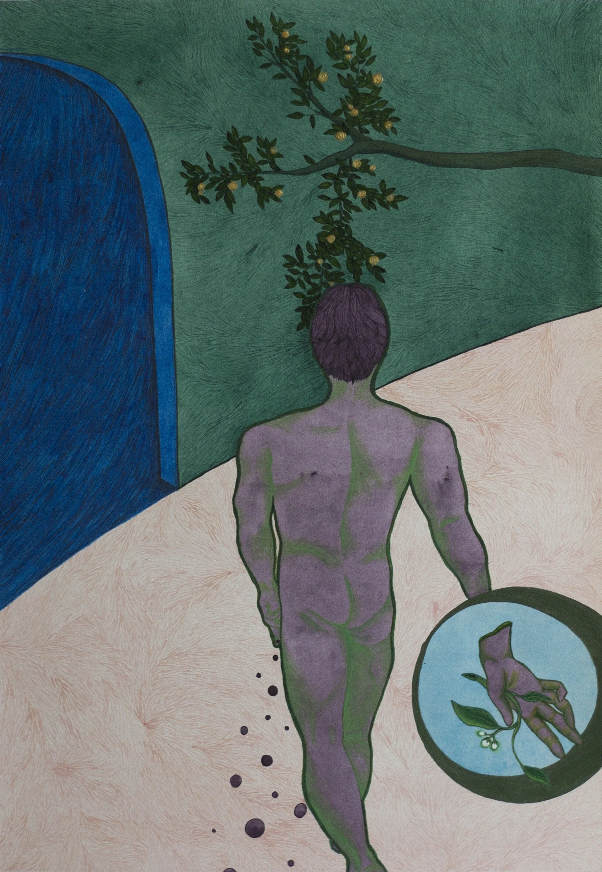 The orange tree, 2019,
Acrylic and watercolor on paper,
22×30 cm