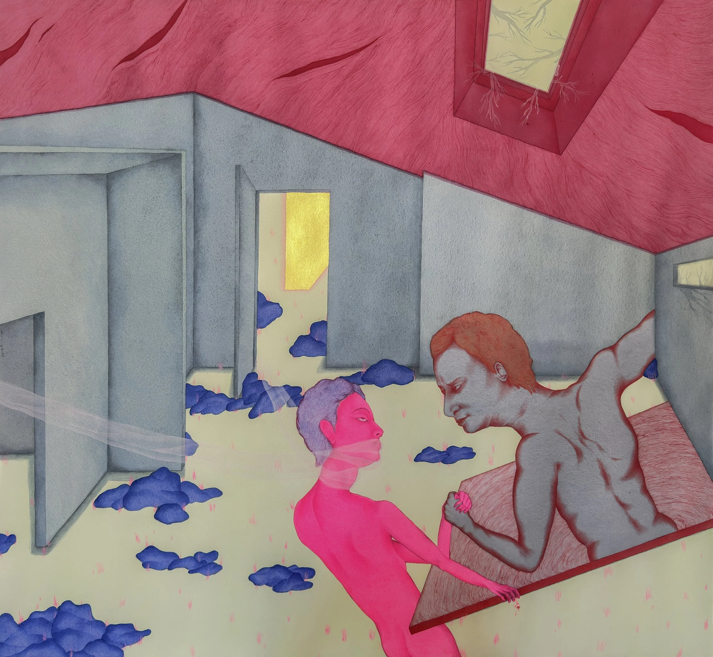 Arm wrestling, Acrylic on paper, 95x105 cm