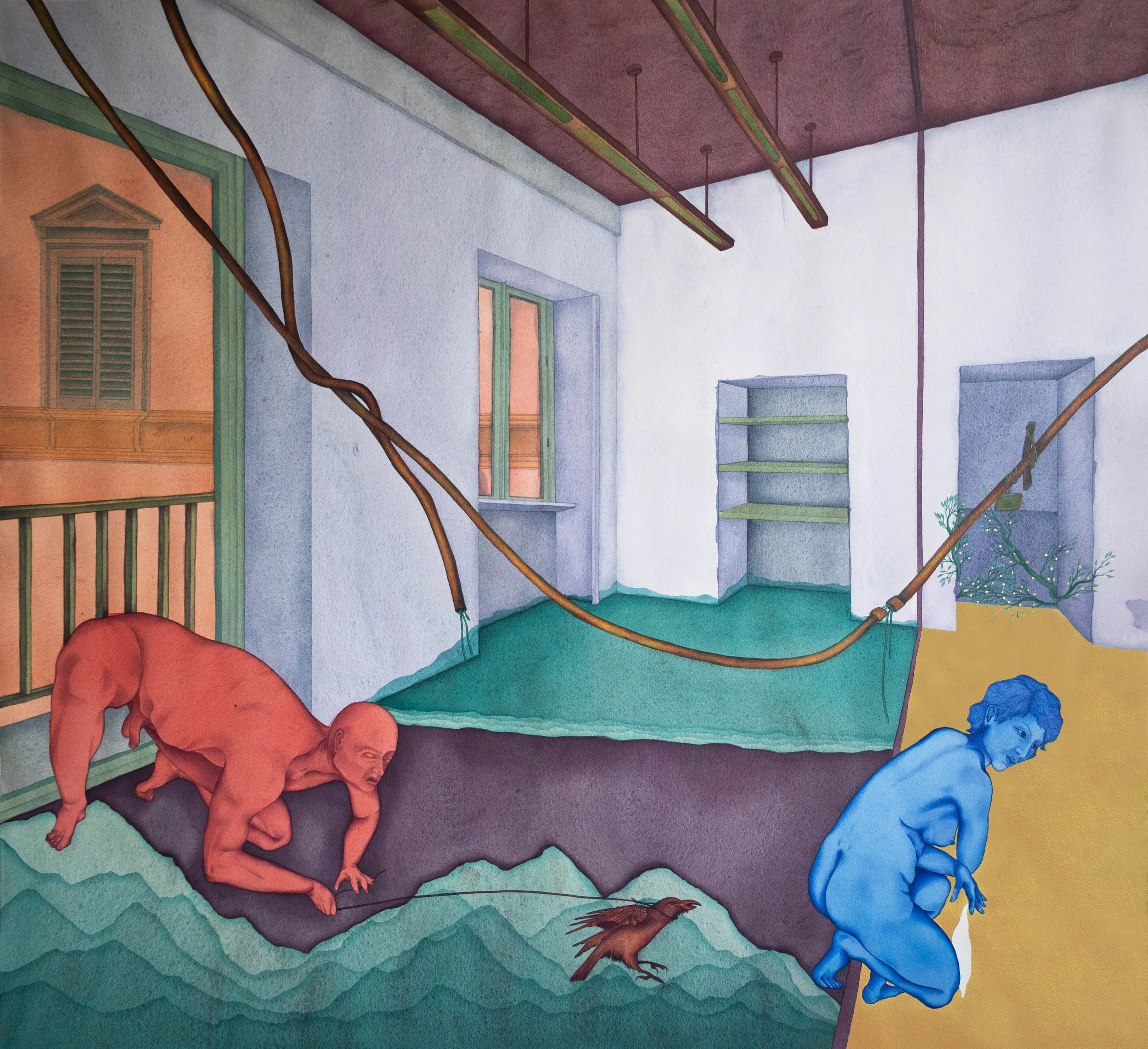 Threshold, 2025,
Acrylic on paper,
104×95 cm