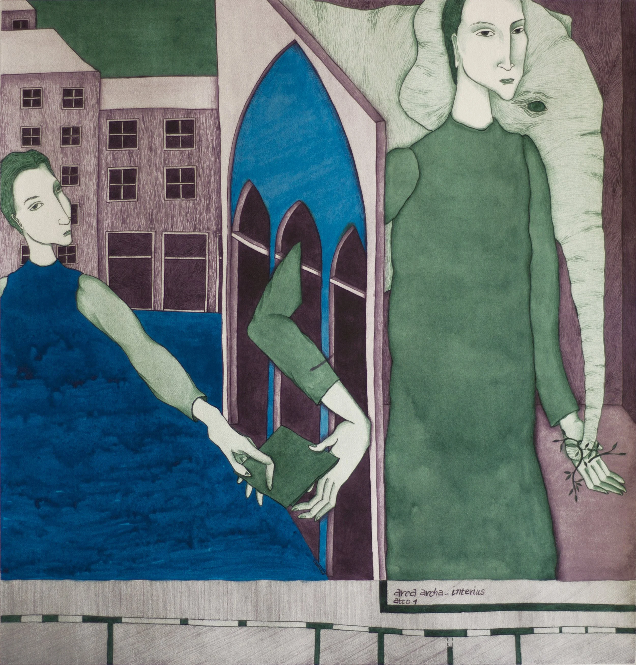 Act 1 - 2 arca archa - interius, 2019,
Acrylic and watercolor on paper,
30×30 cm