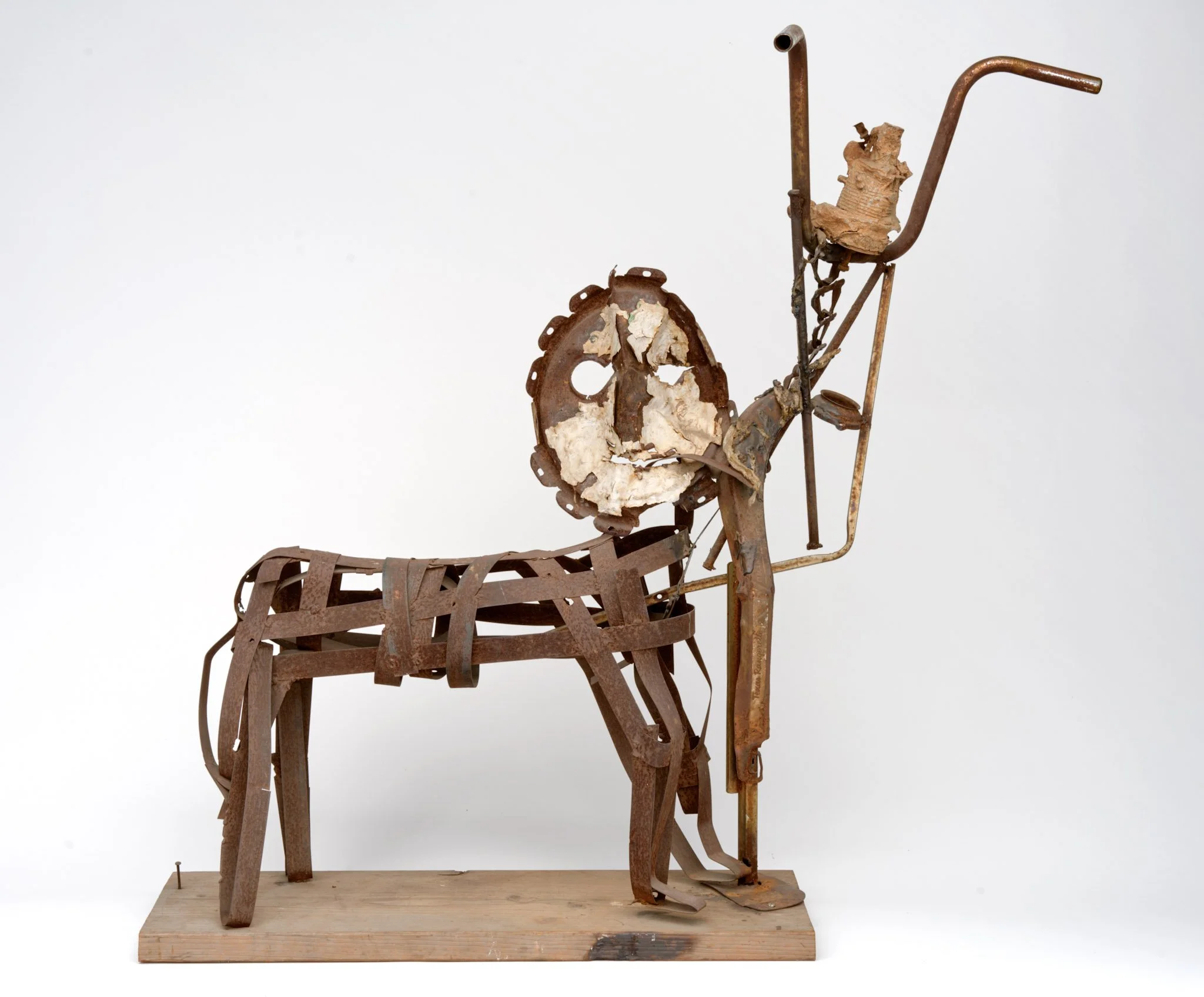 When the Brains Melt Down, the Dog Eats the Brain, 1987,
Welded found metal on wooden base