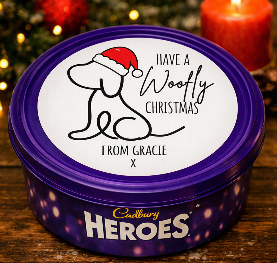 Heroes tub lid sticker - Woofly Christmas.png