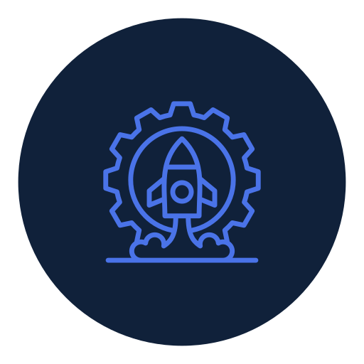 Blue checkmark inside a blue badge symbol on a dark background.