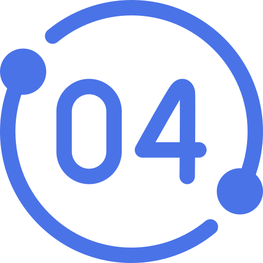 Blue 404 error message with a circular design.