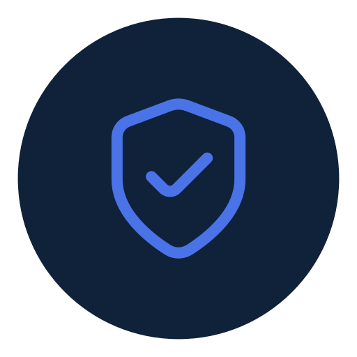 Icon of a shield with a check mark inside, indicating security or protection.