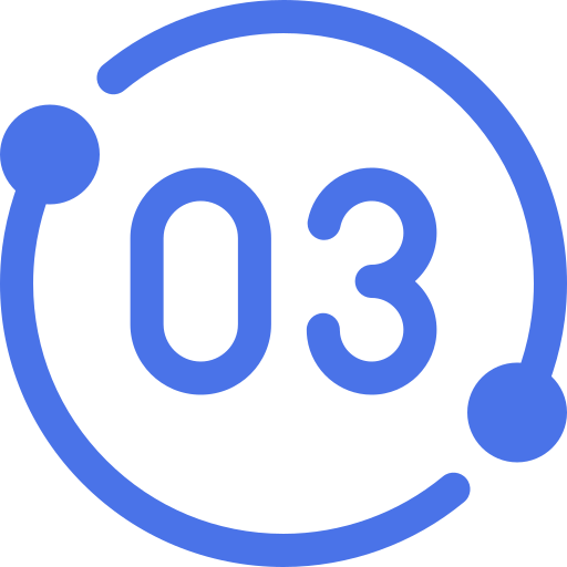 A circular icon with the number '03' inside, surrounded by a partial circle with two dots connecting to it.
