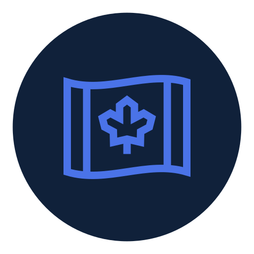 A neon blue geometric logo resembling an open book or letter 'M' on a dark circular background.