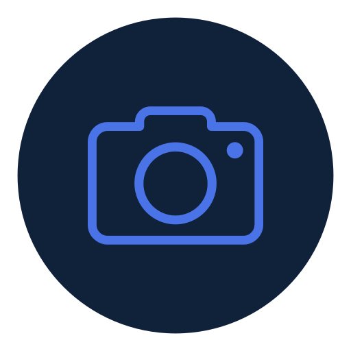Icon of a camera inside a dark circle, indicating a photo placeholder.