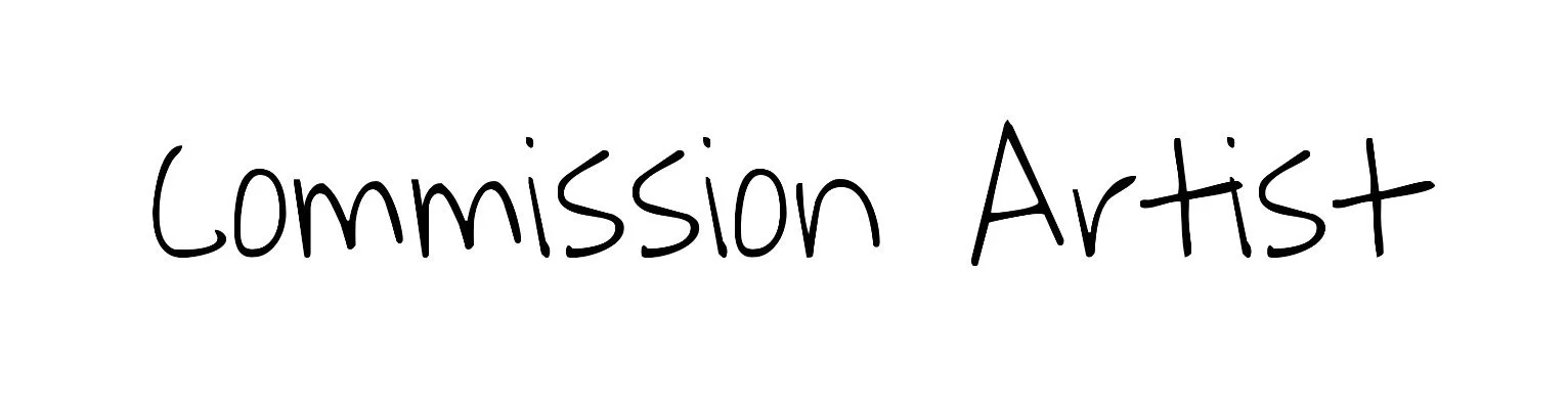 Handwritten text reading 'Commission Artist' on white background.