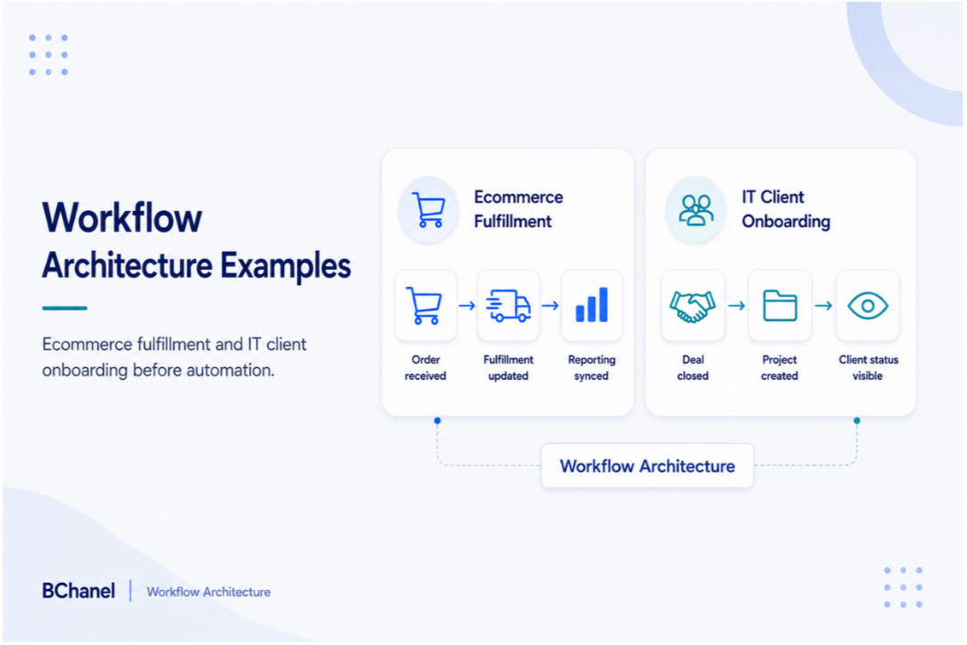 Workflow Architecture Examples: Ecommerce Fulfillment and IT Client Onboarding